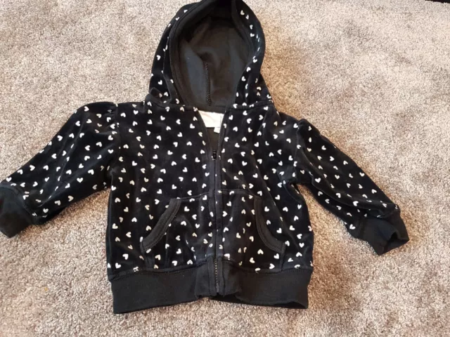 Miniwear baby girls black velour tracksuit jacket