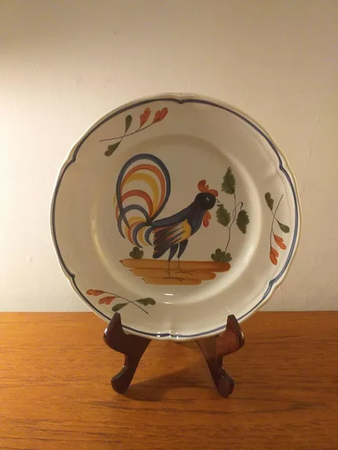 Vintage French Pottery Cockerel Plate Earthenware 24Cms