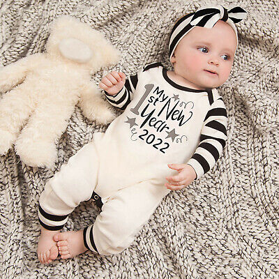 Newborn Infant Baby Girls Boys Happy New Years Jumpsuit Romper Playsuit Outfits