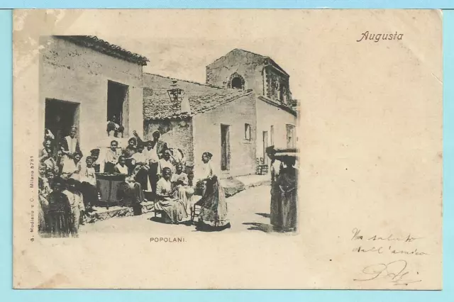 cartolina AUGUSTA (Siracusa): popolani - 1900