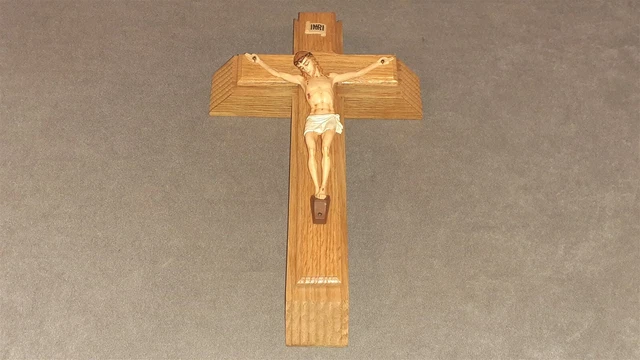 INRI LAST RITES Wooden Crucfix Cross Jesus Christ Slides Open w ...