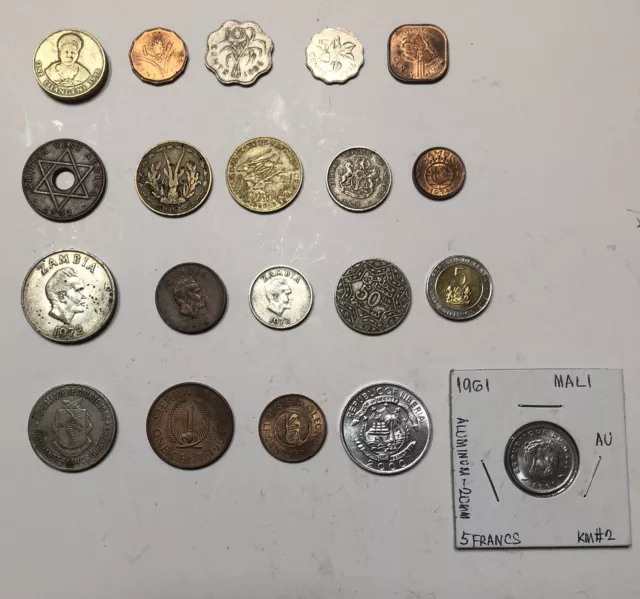 Africa 20 Coins:1952-2005 Swaziland,Zambia,Guinea,W.africa,Nigeria,Mali,Liberia