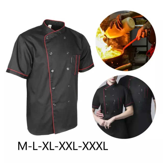 Chef Jacket Short Sleeve Button Working Lightweight Apparel