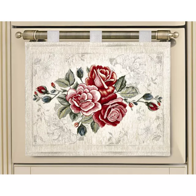 Copriforno Cucina Universale jacquard cinigliato disegno ROSES Made In Italy