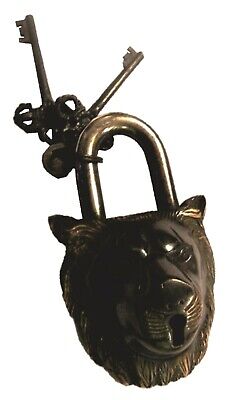 Lion Design Padlock Antique Victorian Style Handmade Brass Door Lock Home Décor 2