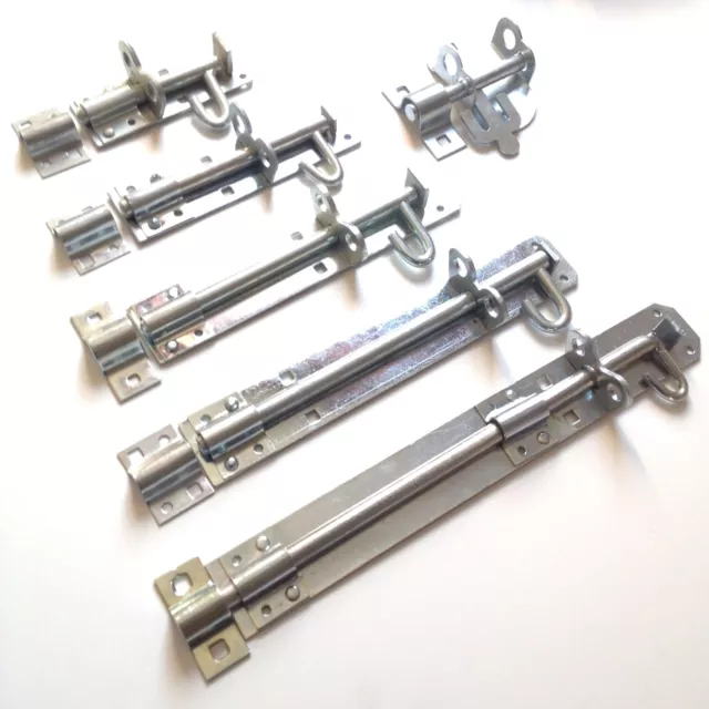 Heavy Duty ZINC Brenton Padlock Bolts Garden Gate Shed Lock - 4"/6"/8"/10"/12"