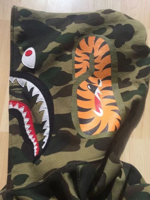 ‼️100% Original A Bathing Ape Bape 1St Camo Shark Full Zip Hoodie Japan Rare M L 3