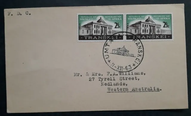1963 South Africa Transkei First Meeting FDC ties 2 Stamps cd Umtata