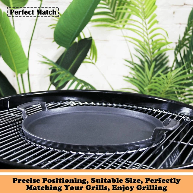 Round Griddle for Weber 57CM Charcoal Grills, Cast Iron Charcoal Grill Griddle