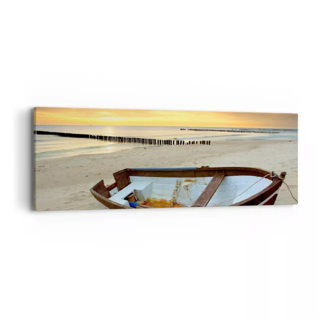 Quadro su Tela 90x30cm Spiaggia barca mare balcanico estate Stampe Murale