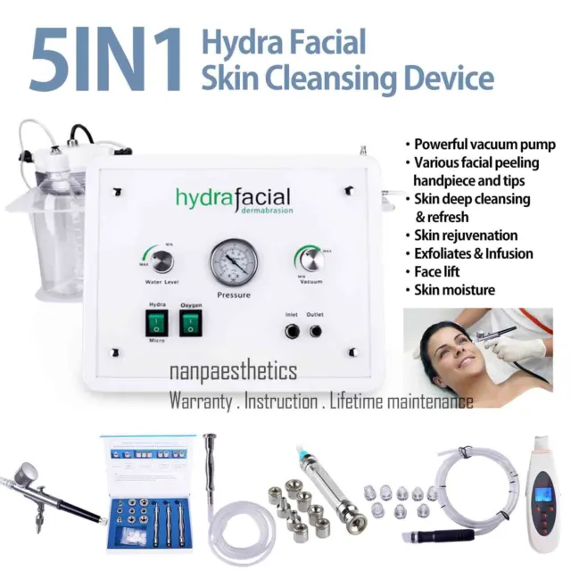 Máquina de limpieza facial 5 en 1 Hydra Spa exfoliadora dermoabrasión limpiadora facial