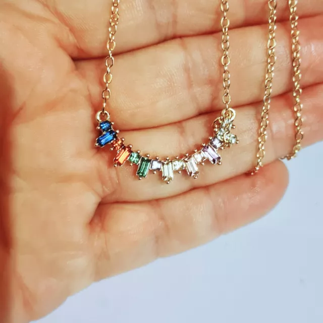 Gold Plated Multicoloured Crystal Shards Necklace