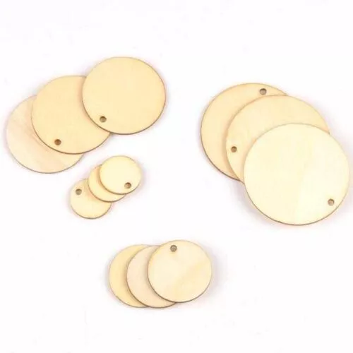 MDF wood circle gift tags craft blank Timber Round coutouts wooden round 1 Hole