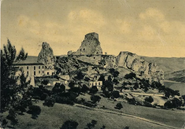 Cartolina Sicilia Caltanissetta Ruderi Castello Pietrarossa Viaggiata Anno 1956