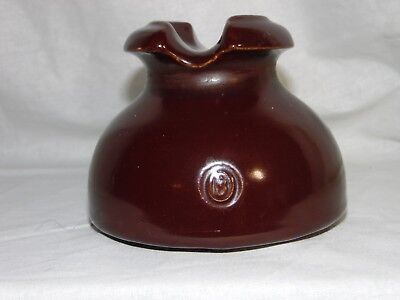 Vintage OHIO BRASS Porcelain Dark Brown Ceramic Electric Pole Insulator + Logo