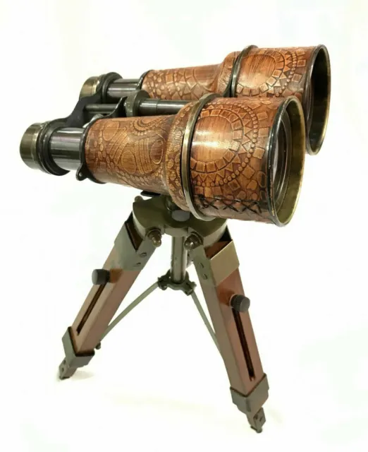 Nautisch 6 " Fernglas Antik Tisch Top Messing Teleskop Mit Holz Dreibeinstativ