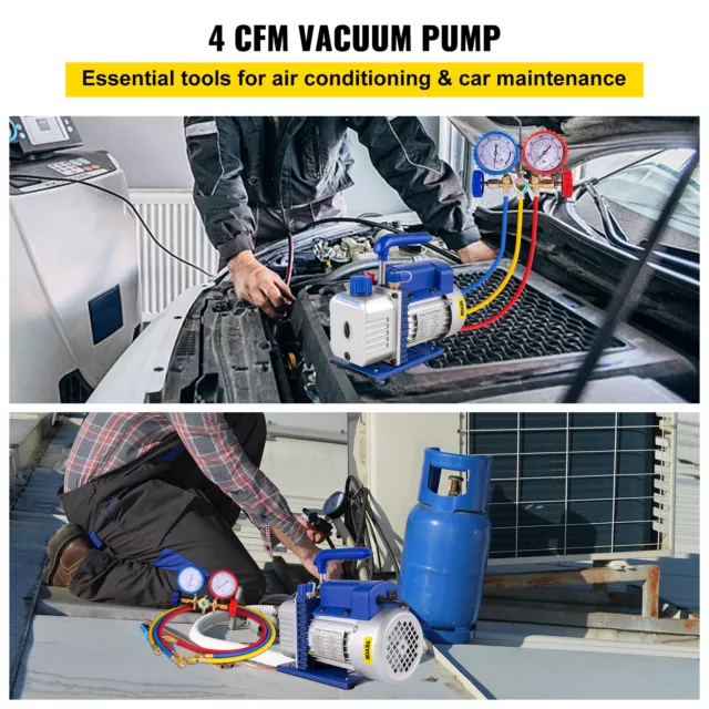 VEVOR Bomba de Vacío Aire Acondicionado 4CFM 1/3HP Sistema Refrigeración Coche 2