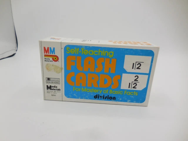 MEDIA MATERIALS SELF TEACHING Flash Cards Division 1985 9 99 PicClick