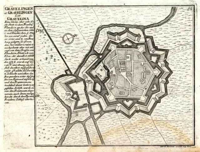 Gravelines Original Kupferstich Bodenehr 1730