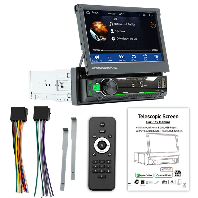 1 Din 7in Car Radio Bluetooth Auto Multimedia Video Player Reversing Assited AUX