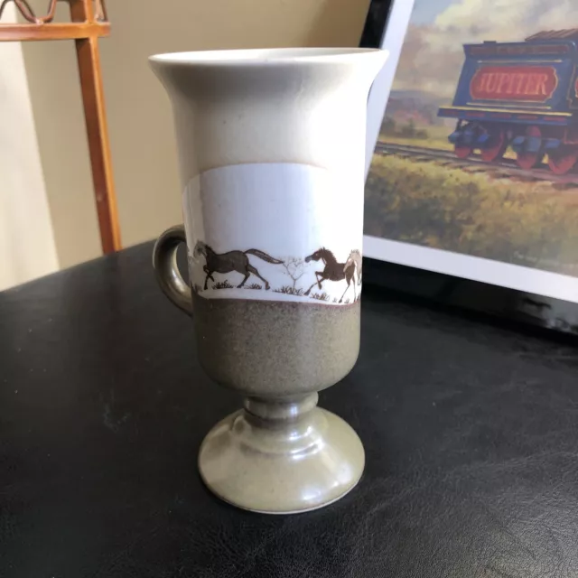 Vintage Otagiri Japan Mug Pedestal Mug Pottery Horses Irish Coffee