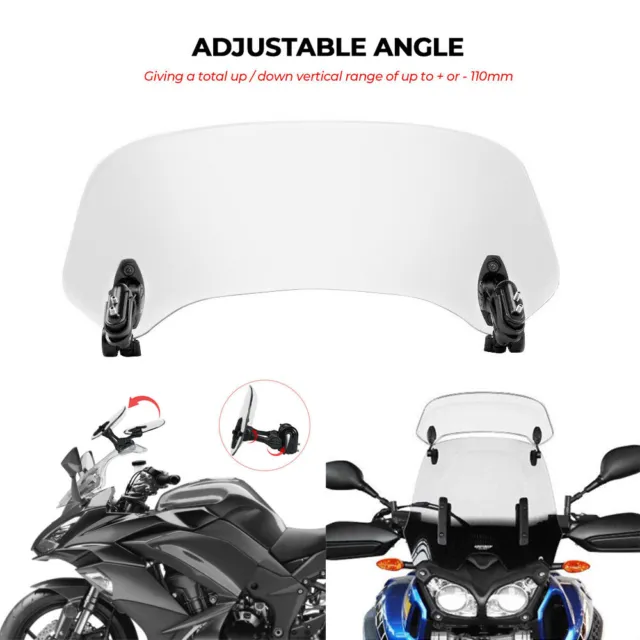 Motorcycle Motorbike Clip On Windshield Wind Screen Deflector Extension Spoiler