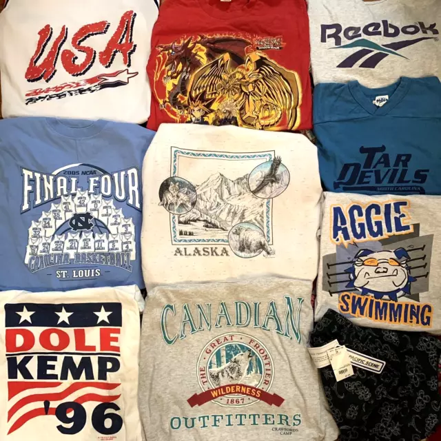 Vtg Clothing T-Shirt Lot 10 Resale Wholesale Single Stitch USA Tees Tanks Mix