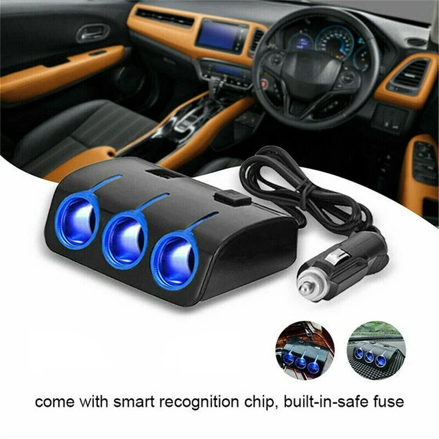 3Way Multi Car Cigarette Lighter Socket Splitter Dual USB Charger/Power-Adapter