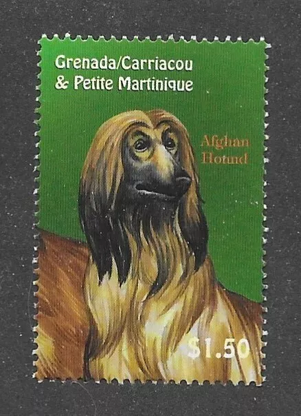 Dog Art Head Study Portrait Postage Stamp Blk Mask Red AFGHAN HOUND Grenada MNH