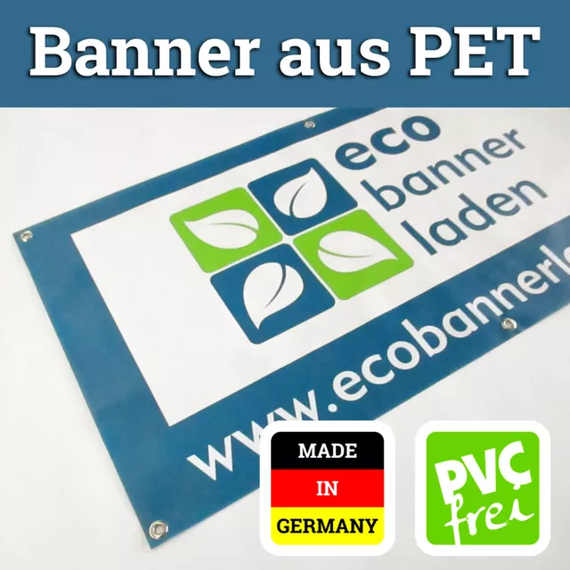 WERBEBANNER Plane Banner PVC-frei NACHHALTIG versch. Größen inkl. DRUCK & ÖSEN