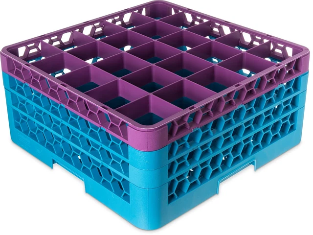CFS RG25-3C414 OptiClean 25 Compartment Glass Rack with 3 Extenders, 8.72", P...
