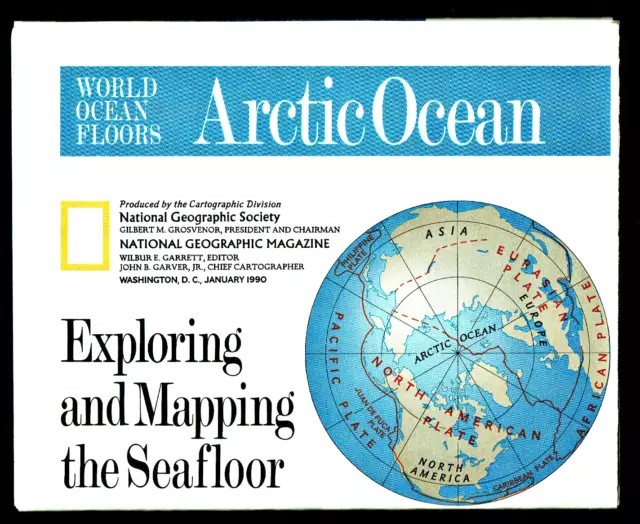 ⫸ 1990-1 January Exploring ARCTIC ATLANTIC OCEAN National Geographic Map - A1