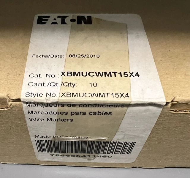 Box of 10 EATON XBMUCWMT15X4 Wire Markers