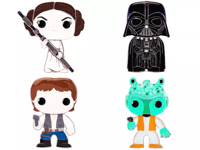 Funko Star Wars Large Enamel Pop Pin Han Solo Leia Greedo Darth Vader Lot