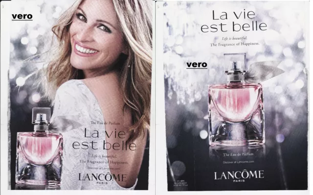 JULIA ROBERTS ad print LANCOME smell strip fragrance parfum LA VIE EST BELLE vtg