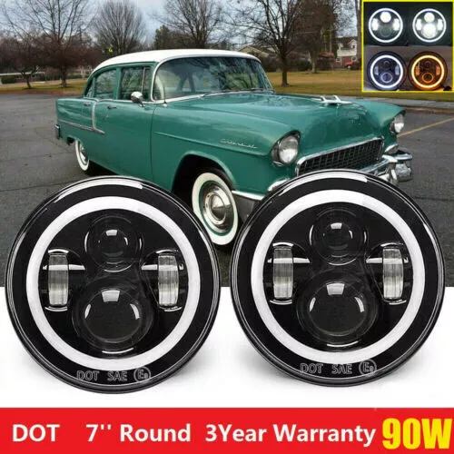 2X 7'' Round LED Headlights for 1953-1957 Chevrolet Bel Air/150/210 Impala Ford