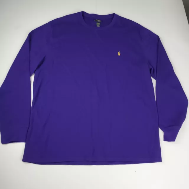 Polo Ralph Lauren Shirt Men's 2XL Purple Thermal Sleepwear Long Sleeve Crewneck