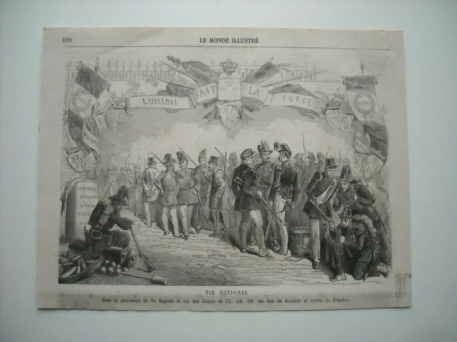 1861 Engraving. Brussels National Shot. Under The Patronage Of His Majesty The King