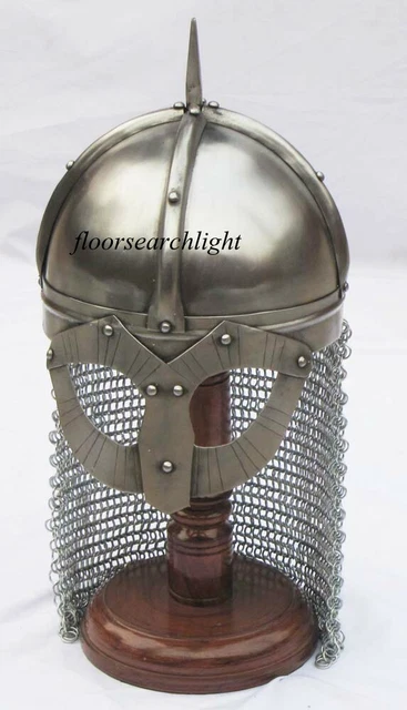 MEDIEVAL GJERMUNDBU MASK Helmet With Chain Mail Armor Greek With Wooden ...