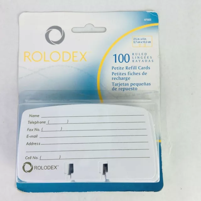 NEW Rolodex Petite Refill Ruled Cards 2 1/4" X 4" 100 Pack Sealed