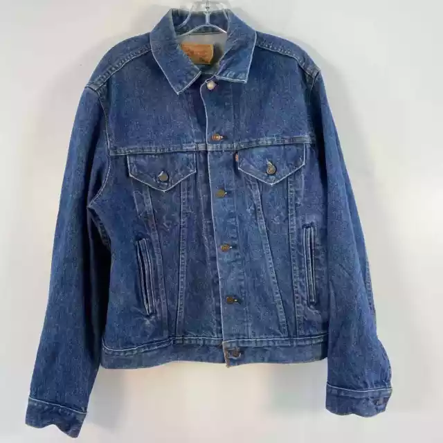 VTG USA Levis 70506 0216 Medium Blue Wash Denim Jean Trucker Jacket Mens 44