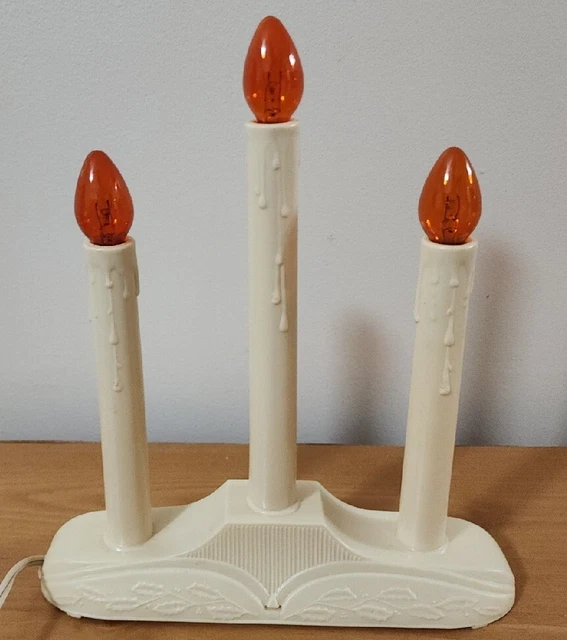 VINTAGE CHRISTMAS 3 Light Window Candle Electric Plastic Drip