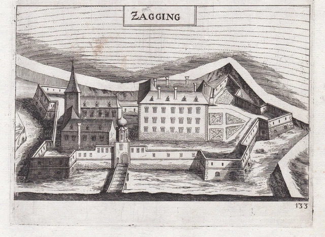 1672 Zagging Obritzberg Rust Herzogenburg Incisione Stampa Antica Vischer
