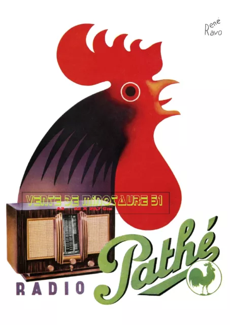 RADIO PATHÉ - Le coq - 1938 Ravo - A3 Plastifiée