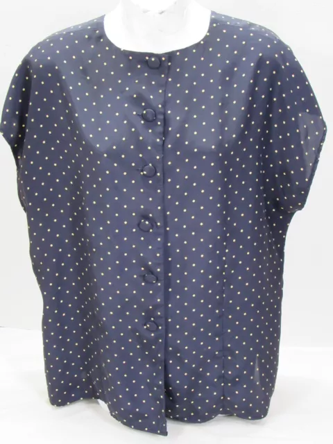 Albert Nipon Women Blue with Gold Dots Sleeveless Blouse 16 [ 44 Bust 25L ]