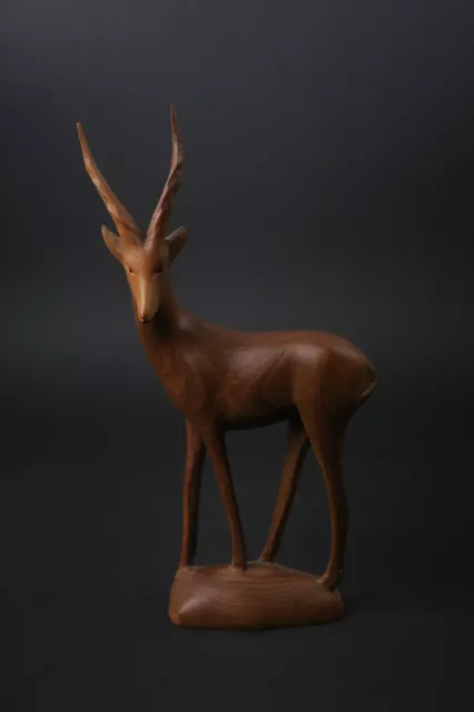 Gazelle Figurine en Bois Sur Socle ca.20 CM