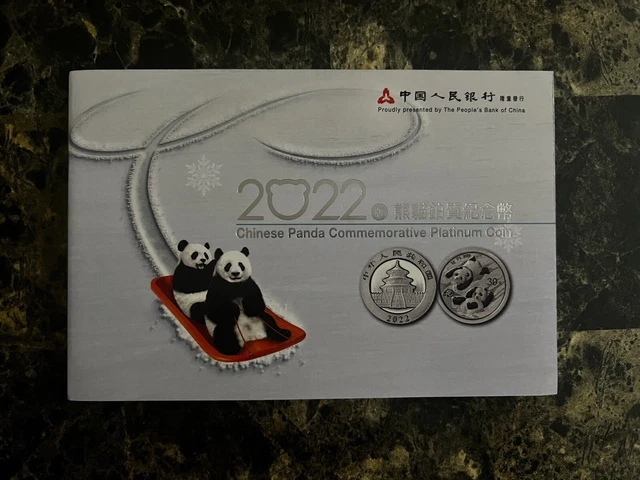 2022 Chinese Panda -Platinum 1 gram coin in card with  COA card