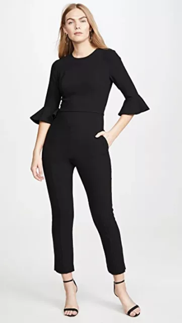 NEW BLACK HALO brooklyn jumpsuit 3/4 sleeve slim leg party cocktail black 14