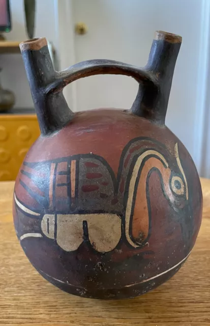 Ancient Pre Columbian Nazca Bird Decorated Vessel