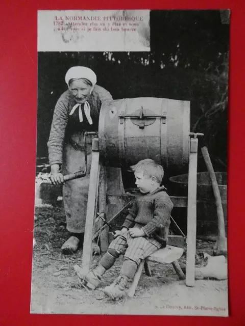 Cpa (14) Picturesque Normandy. Butter Barters. Normandy Woman, Child.